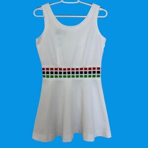 Vintage Court 1 Tennis A-Line Mini Dress 70s Size 11/12 White Union Tag Preppy
